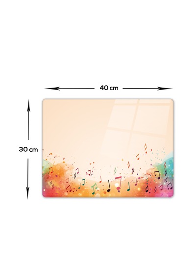 Cam Kesme Tahtası Renkli Notalar 30cm X 40cm