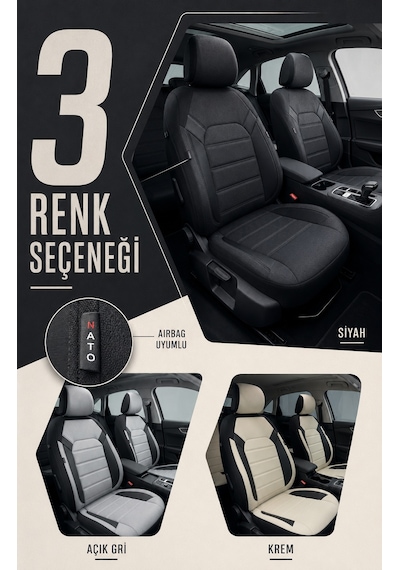 Renault Kadjar 2015-2022 Uyumlu Premium Tay Tüyü Oto Koltuk Kılıfı Airbag Uyumlu 2+1 Fermuarlı Kolçak Uyumlu