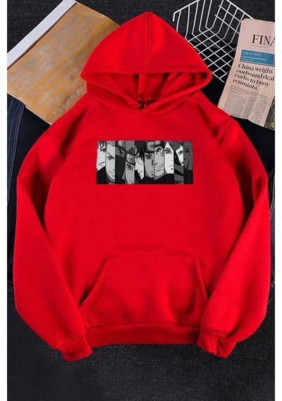 Uyguntarz Unisex Naruto Baskılı Sweatshirt Kırmızı