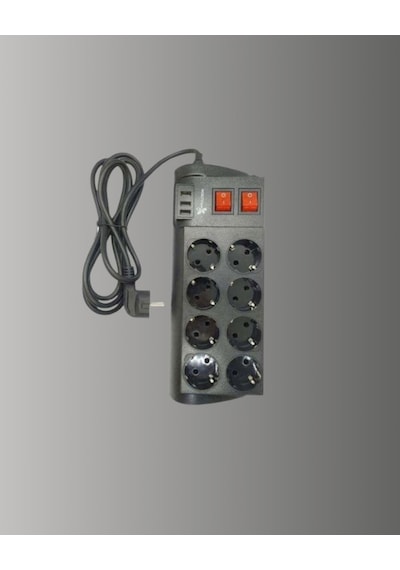 Cosmotex Isıya Dalı Termal Akım Korumalı 8'li Priz Ve 3 Usb Girişli Uzatma Kablosu