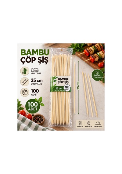 Çöp Şiş 25 Cm 100 Adet Bambu Çöp Şiş - 920922714