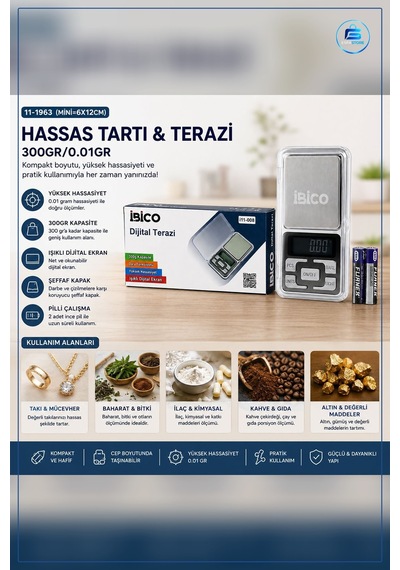Terazi Mini Hassas Dijital 300g 0.01g Şeffaf Kapaklı Cep Tipi Tak
