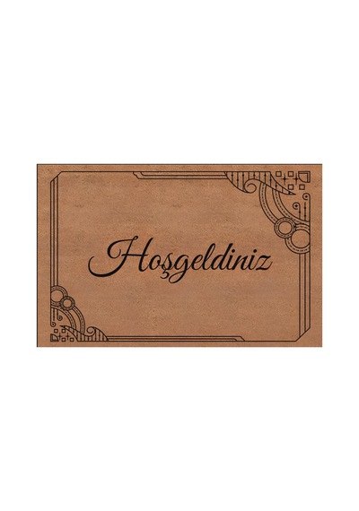Kapı Önü Paspası Kaymaz Ağır Tabanlı Hoş Geldiniz Dekorlu Desen Dekoratif , Kolay Temizlenir 45x70 Cm Kod T8 Kahverengi