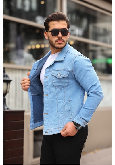 Serseri Jeans Koyu Haki Erkek Kot Ceket Mavi