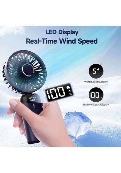 Taşınabilir Usb Vantilatör, 4200mah Şarjlı El Tipi Fan, Led Ekranlı, 3'ü 1 Arada El/boyun/masa Fanı, Yaz, Ofis,