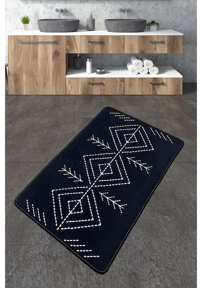 Lau Siyah Banyo Halısı Djt 70x120 cm Banyo Halısı Paspas Yıkanabilir Kaymaz