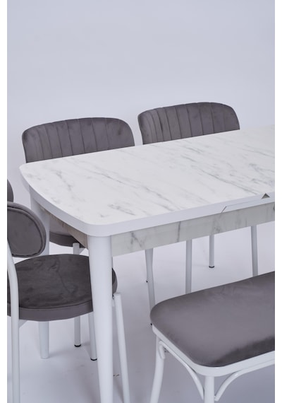 Nehir Beta Banklı Lak Panel Açılır Mutfak Masa Takımı 75x130cm