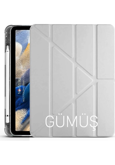 NovStrap Samsung Galaxy Tab S7 Fe Lte T730 T735 T737 Uyumlu Kılıf Smart Kalem Bölmeli Trifold Stand