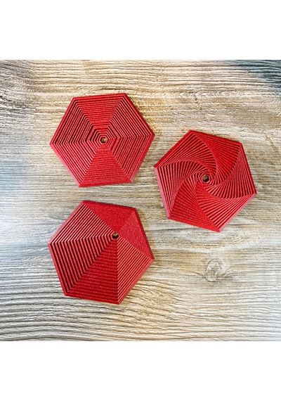3d Baskı Super Fidget Coaster Seti - Altıgen Desenli Bardak Altlığı Ve Tutucu-kırmızı Diğer