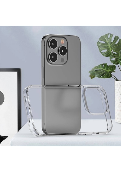 Kılıffuarı Apple Uyumlu iPhone 15 Pro Kılıf Korumalı Zırhlı Şeffaf Coss Silikon