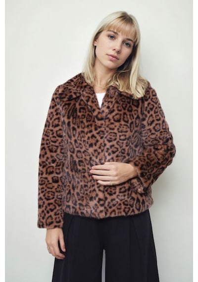 Vitrin Leopar Desen Yumoş Çıtçıtlı Ceket