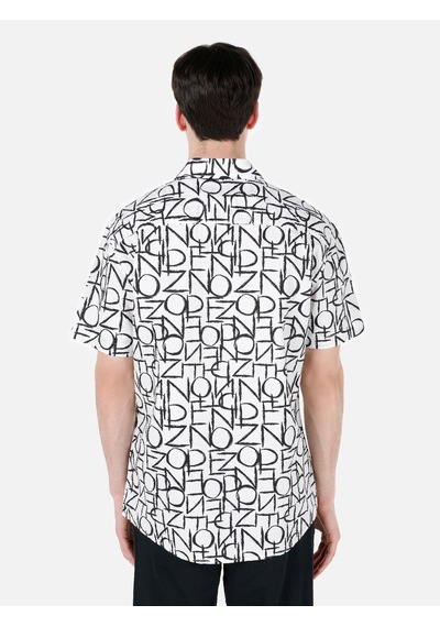 Colin's Colins Regular Fit Shirt Neck Baskılı Erkek Beyaz Kısa Kol Gömlek Cl1067585 Q1.v1 Wht Beyaz