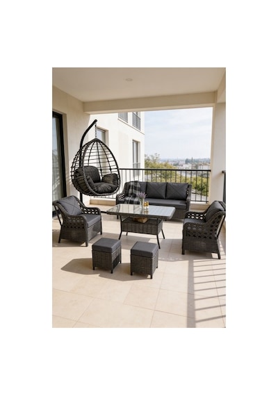 Dora Garden Home Ecem 7 Kişilik Rattan Bahçe Mobilyası Ve Tek Kişilik Rattan Salıncak Seti-antrasit Dora Garden Home Ecem 7 Kişilik Rattan Bahçe Mobilyası Ve Tek Kişilik Rattan Salıncak Seti-antrasit