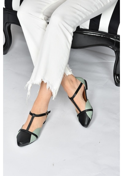 Fox Shoes Yeşil/siyah Kadın Babet B726881809 Yeşil/siyah Yeşil - Siyah
