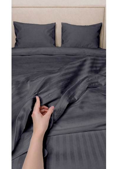 Çift Kişilik %100 Pamuk Saten Nevresim Seti Premium Seri 8 Renk Seçeneği 200x220 Antrasit