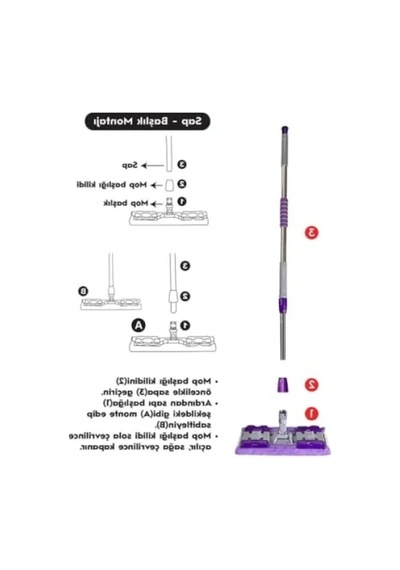 360 Derece Dönen Teleskopik Saplı Mikrofiber Mop Açık Bej