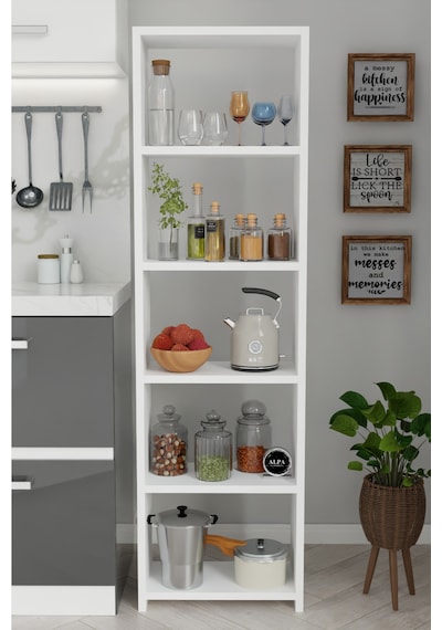 Alpaevmobilya 150 Cm 5 Raflı Ahşap Açık Mutfak Dolabı Çok Amaçlı Organizer Raf Baharatlık Ve Kahve Köşesi Dolabı Beyaz Alpaevmobilya 150 Cm 5 Raflı Ahşap Açık Mutfak Dolabı Çok Amaçlı Organizer Raf Baharatlık Ve Kahve Köşesi Dolabı Beyaz