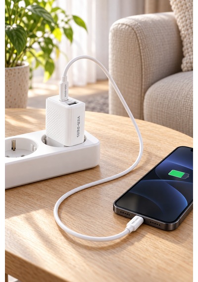 Ven-dens Vd-tc019bac01 20 W Type-c Ve 18 W Usb-a Hızlı Şarj Adaptörü, 1 Metre 60 W Pd Type-c, Beyaz