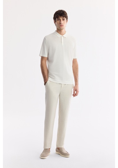 Avva Erkek Ekru Polo Yaka Basic Rayon Triko Regular Fit T-shirt A51y5035