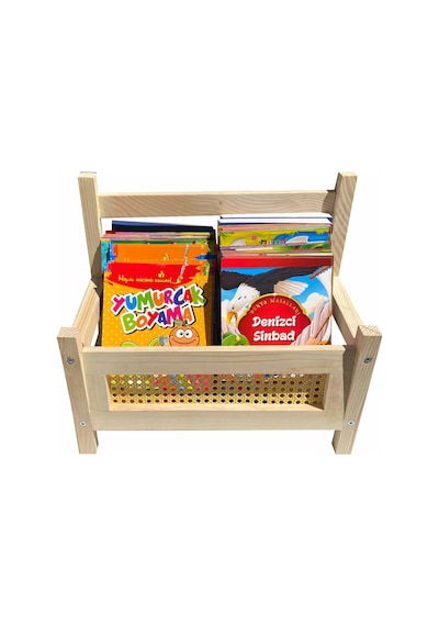 Ahşap Montessori Bank Kitaplık ve Dergilik