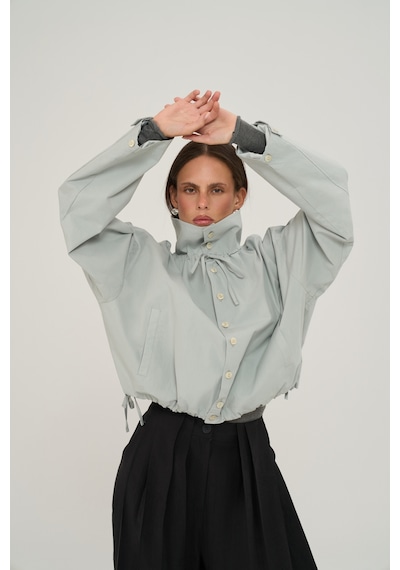 Mai Collection Liora Düğmeli Bomber Buz Mavi Ceket
