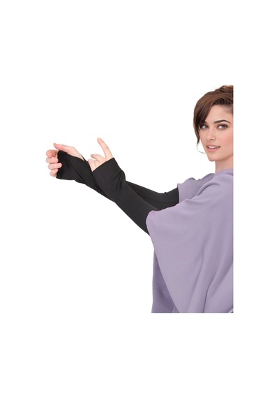 Sonbaharmoda Parmak Geçmeli Penye Esnek Likralı Kolluk 1 Çift Siyah Unisex Siyah