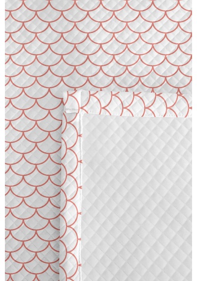 Pembe Geometrik Genç Odası Tek Kişilik Pike Takımı-beyaz Minimal 160x220 Cm Kapitone Yatak Örtüsü Doğal Kahve Tonu