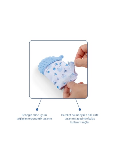 Babyjem Bebek Diş Kaşıyıcı Eldiveni Kirpi Mavi