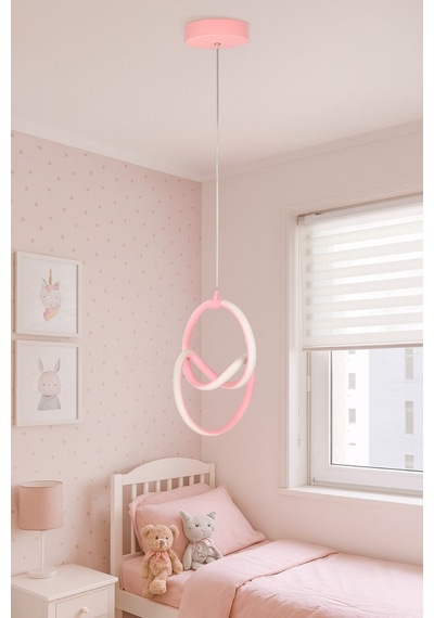 Doruk Pembe Renk Modern Tasarım - Salon - Mutfak - Hol Beyaz Led Sarkıt Avize Pembe