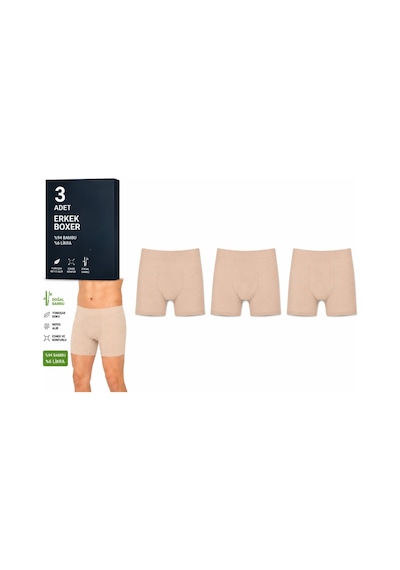 Yıldız Çamaşır Erkek Bambu Likralı Boxer 320-324 - 3 Adet Ten