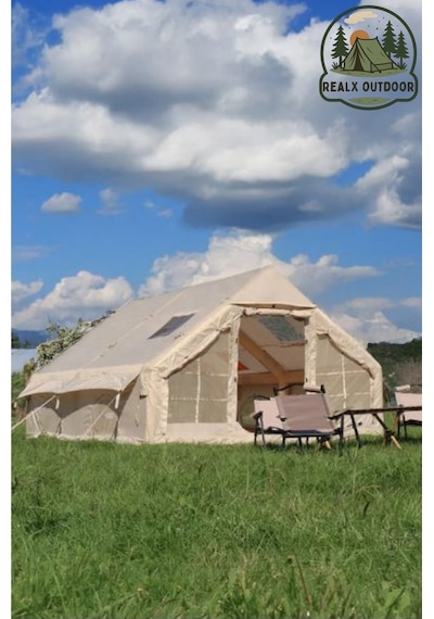 12 Kişilik 4 Mevsim Su Geçirmez Çift Pencereli Şişme Kamp Çadırı 400x300x210 Cm 12 Mt 420d Çok Renkli