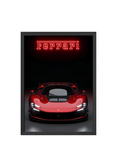 Ferrari Daytona Sp3 Siyah Ahşap Çerçeveli Poster, Dekoratif Araba Duvar Tablosu