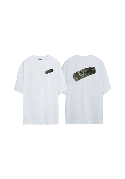 Thewert Unisex The Alien Inside Ön Arka Baskılı Beyaz Oversize T-shirt