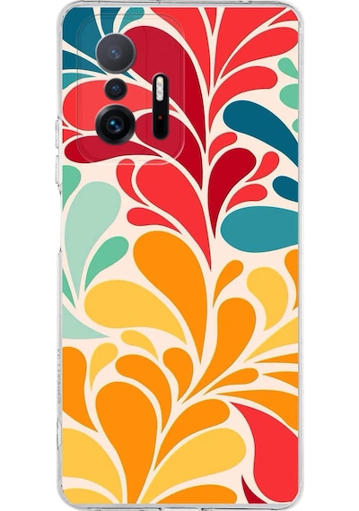 Xiaomi Mi 11t İle Uyumlu 1mm Slim Fit Retro Colors 5 Baskılı Şeffaf Kılıf Şeffaf