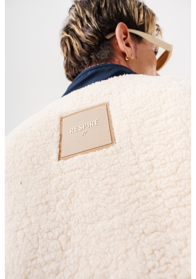 Respire Erkek Zip Oversize Teddy Ceket Ekru