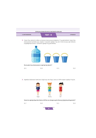 3. Sınıf Zihin Çalıştıran Eğlenceli Kanguru Matematik Soruları