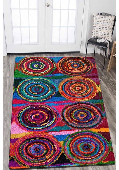 Chilai Home Boule Coloree Djt Modern Tasarım Yıkanabilir Kaymaz Taban Halı, Salon Halısı , Dekoratif Halı Çok Renkli