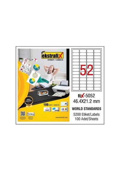 Ekstrafix Lazer Etiket 46,4x21,2mm Fix-5052 8699071024101 Diğer