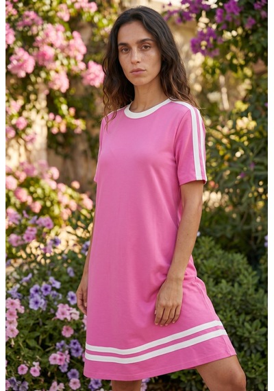 Soulshae Kadın Viskon Bisiklet Yaka Kısa Kollu Şerit Detaylı Midi Elbise Pembe Soulshae Kadın Viskon Bisiklet Yaka Kısa Kollu Şerit Detaylı Midi Elbise Pembe