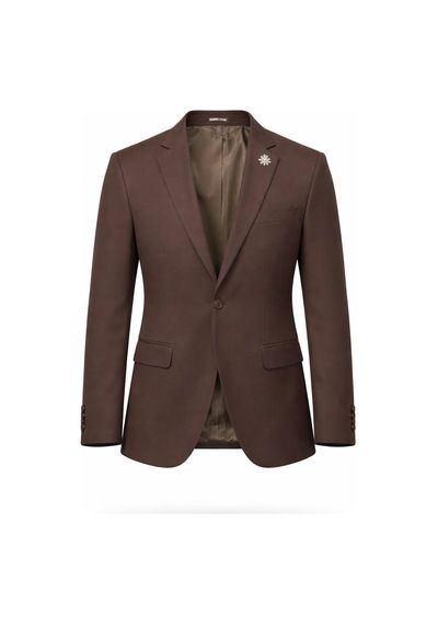Plus Scorpion Erkek Mono Yaka Tek Düğmeli Çift Yırtmaçlı Blazer Ceket Premium Dokuma Kumaş, 8 Renk Kahverengi