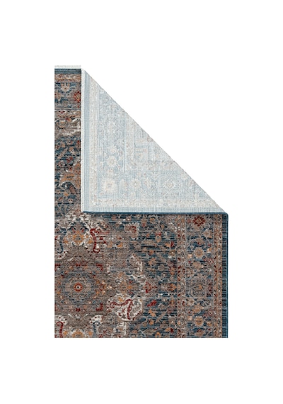 Dekorenti Otantik 2604 Mavi Halı Eskitme Madalyon Desenli Halı