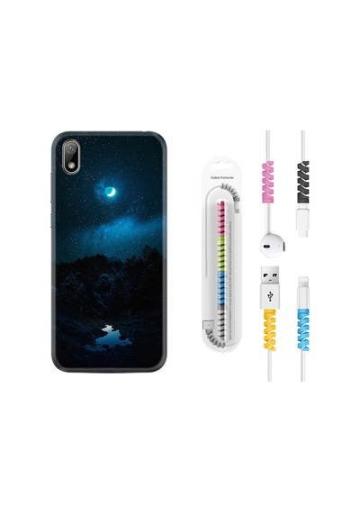 Huawei Y5 2019 Kılıf Kablo Koruyuculu Gece 1633