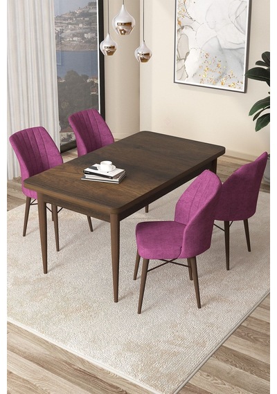 Canisa Concept Arp Serisi Sabit Mutfak Masası Takımı 70x110 Barok Desen Masa 4 Mor Sandalye Masa Barok Ahşap Desenli Sandalyeler Mor Canisa Concept Arp Serisi Sabit Mutfak Masası Takımı 70x110 Barok Desen Masa 4 Mor Sandalye Masa Barok Ahşap Desenli Sandalyeler Mor