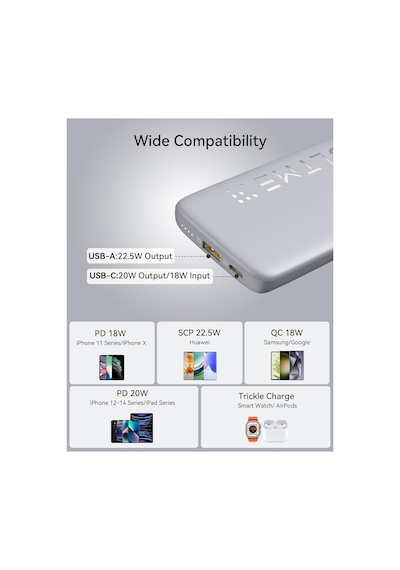 Voltme Hypercore 22.5w Hızlı Şarj Powerbank 10000 Mah Gri Açık Gri