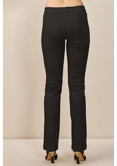 Geniş Paça Siyah Jean Pantolon Siyah