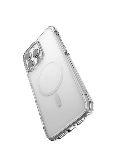 Apple Uyumlu iPhone 16 Pro Kılıf Magsafeli Raptic Air Serisi Airbag Tasarımlı Metal Köşelikli Şeffaf Kapak Gümüş