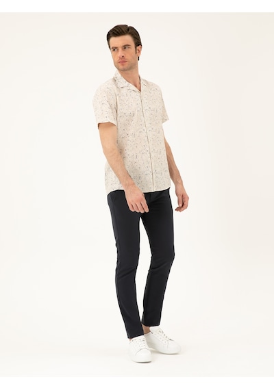 Cacharel Lacivert Slim Fit Beli Bağcıklı Pantolon
