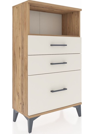Arges Komodin Tek Raflı 3 Çekmeceli 60x30x106 Çam-aytaşı Atlas Çam