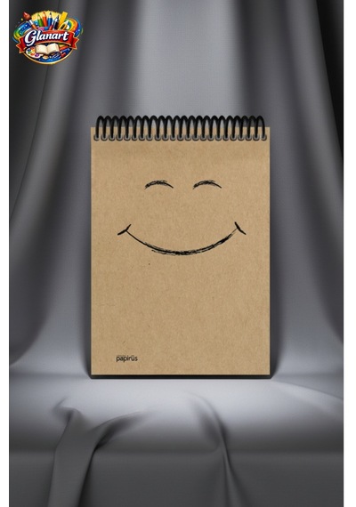 Üstten Spiralli 100 Yaprak Çizgili Orta Boy Sert Kapak Bloknot Defter Kraft Kağıt 16x23 Cm