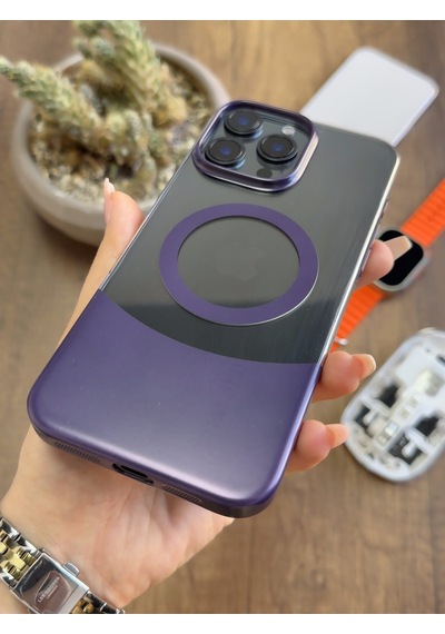Apple iPhone 16 Pro Max Magsafe Uyumlu Mika Sararmaz Kılıf Soocase720 Mor